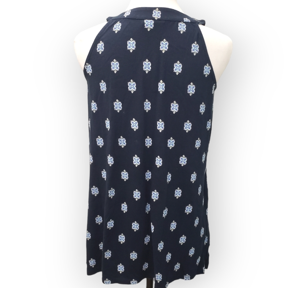 J. Jill Halter Neckline Sleeveless Tunic Navy Tile Print Size Small Petite - Picture 5 of 8